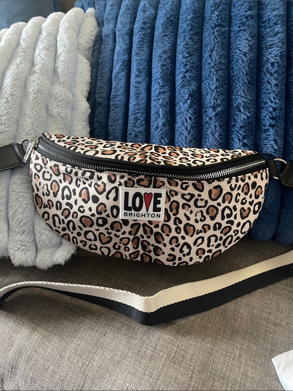 Brighton Leopard Print Crossbody Belt Bag in Tan and Black